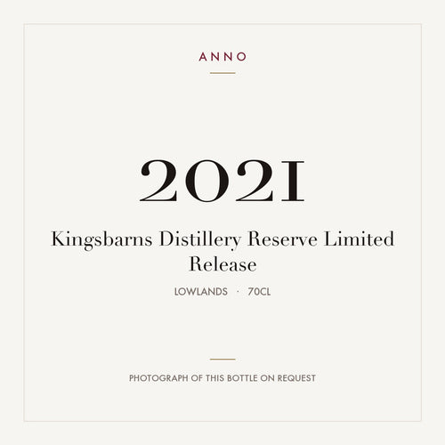 Kingsbarns Distillery Reserve Limited Release 2021 0,7l from Lowlands — ANNO vintage card; photograph of the actual bottle available on request