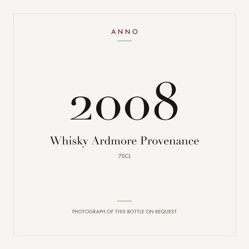 Ardmore Provenance 2008 0,7l — ANNO-jaargangkaart; foto van de echte fles op aanvraag