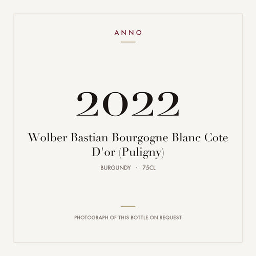 Wolber Bastian Bourgogne Blanc Cote D'or (Puligny) 2022 0,75l from Burgundy — ANNO vintage card; photograph of the actual bottle available on request